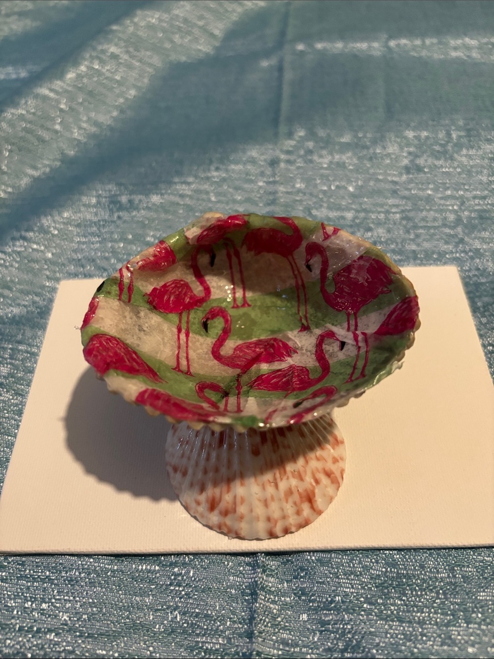 Decorative Flamingo Shell Dish - Pink & Green